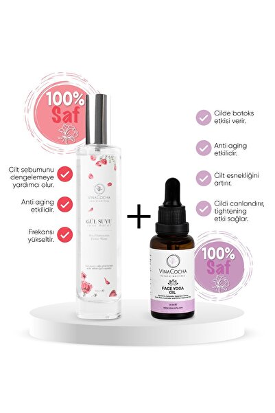 Vinacocha Yüz Yogası Yağı & %100 Saf Gül Suyu 100 ml