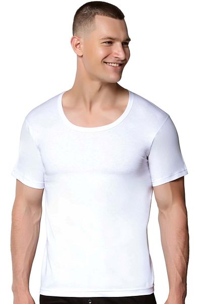 SEDEF YILDIZ White Undershirt Men's Combed Cotton - Wide Collar