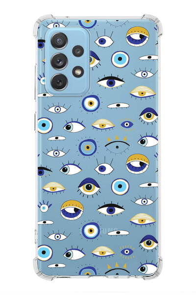 PrintiFy جراب PrinriFy متوافق مع هاتف Samsung Galaxy A73 مزود بخرزة عين الشر 2 وواقي زاوية شفاف مضاد للصدمات