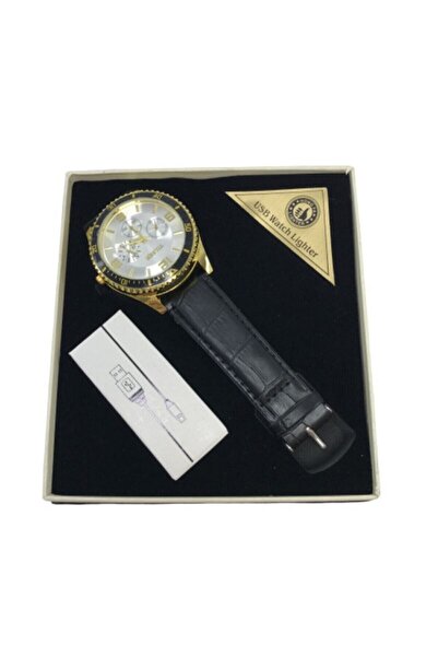 ZEF Metal Kol Saatli Usb Çakmak Hem Saat Hem Çakmak