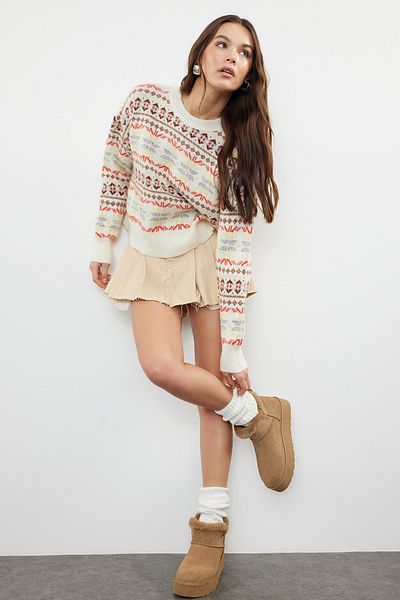 Trendyol Collection Wide Fit Soft Textured Patterned Knitwear Sweater - TWOAW23KZ00211