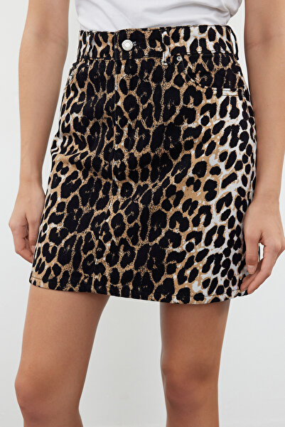 Trendyol Collection Leopárd mintás barna miniszoknya - TWOSS24ET00251