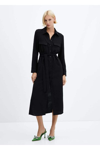 MANGO Woman Shirt Dress - Belt Detailed