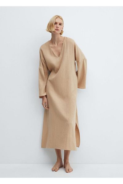MANGO Woman Bavlnený tylový kaftan