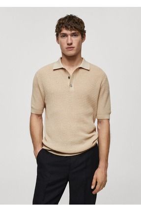 MANGO Man Delikli orgu polo ti ort