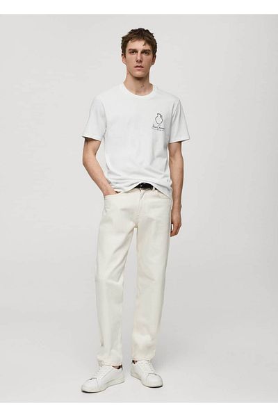 MANGO Man T-shirt με στάμπα 100% βαμβάκι