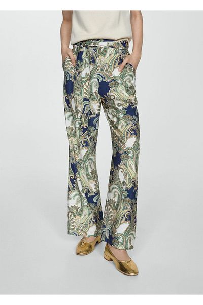 MANGO Woman Patterned Bow Pants