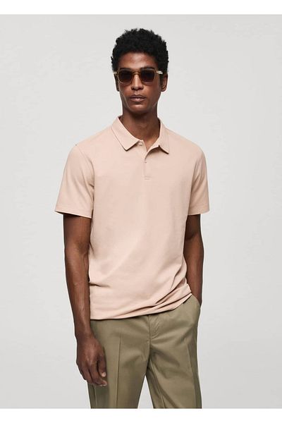 MANGO Man Slim Fit bavlněné polokošile Pique s texturou