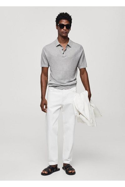 MANGO Man Geknöpftes Strick-Poloshirt mit Mikrostruktur