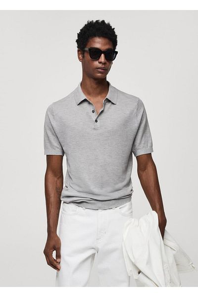 MANGO Man Geknöpftes Strick-Poloshirt mit Mikrostruktur