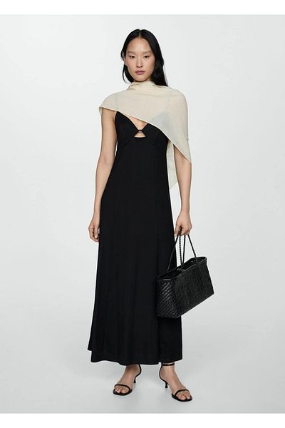 MANGO Woman Rochie cu bretele lungi - Potrivire relaxată