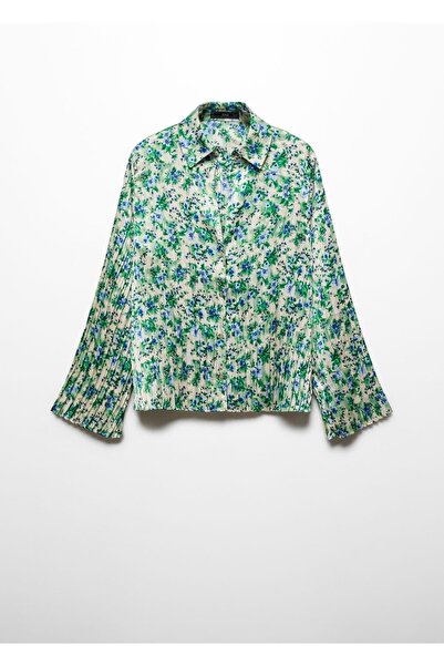 MANGO Woman Desenli büzgülü gömlek