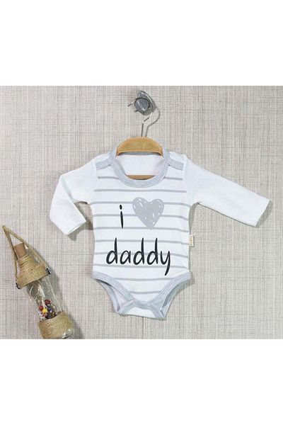 TRENDİMİZBİR Daddy Heart Printed Snap Baby Bodysuit