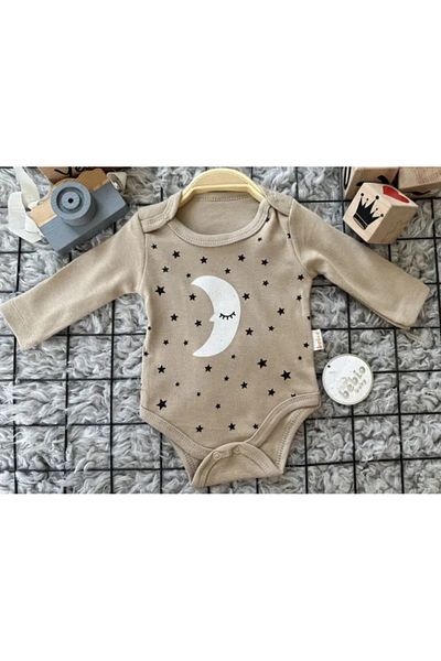 TRENDİMİZBİR Moon Star Printed Snap Baby Bodysuit