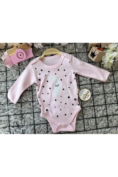 TRENDİMİZBİR Moon Star Printed Snap Baby Bodysuit