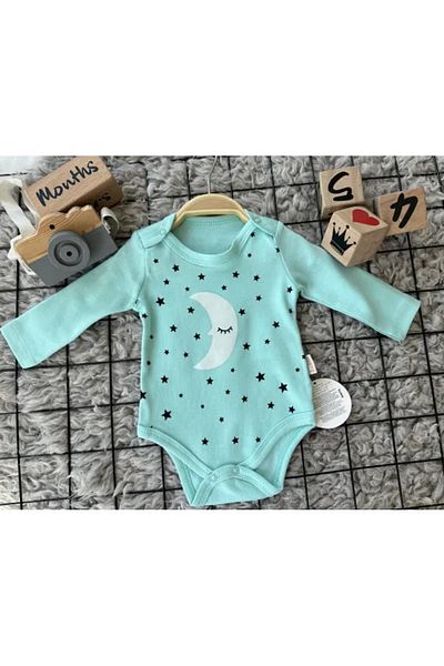 TRENDİMİZBİR Moon Star Printed Snap Baby Bodysuit