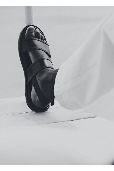 MANGO Man %100 deri bantlı sandalet