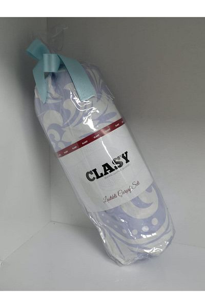 Clasy Blue Patterned Ranforce Elastic Single Sheet Set