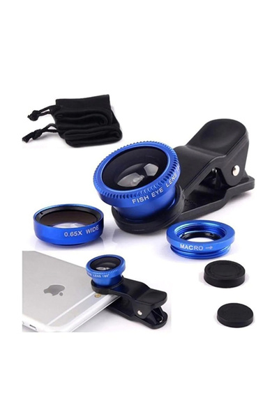 Genel Markalar Her Telefona Uyumlu Balık Gözü Lens FishEye Wide-Makro Telefon Lensi
