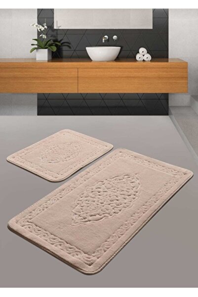 Madame Clean Home طقم سجادة حمام قطنية مكونة من قطعتين بنمط عثماني
