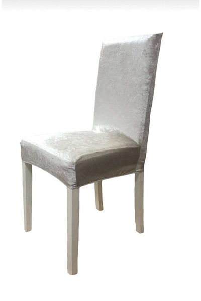 Madame Clean Home Set de 6 huse pentru scaune din catifea de mătase Lycra Bej