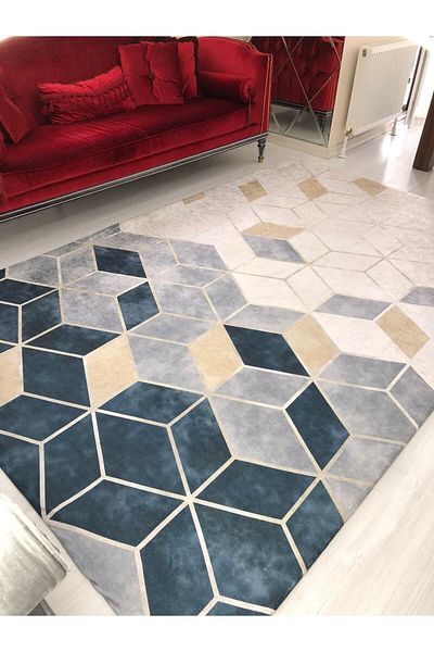 Madame Clean Home Covor din catifea de mătase cu model piramidal de pulbere