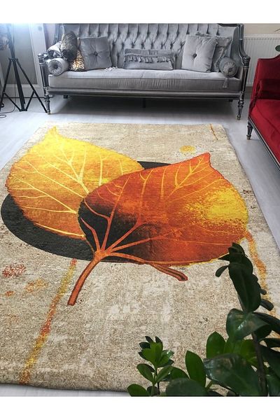 Madame Clean Home 3D Leaf Patterned Velvet Carpet Cover - New Model