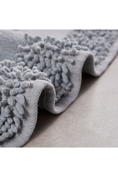 Madame Clean Home Tiffany Oval Σετ 2 βαμβακερών καθισμάτων τουαλέτας Γκρι Σετ πατάκι μπάνιου