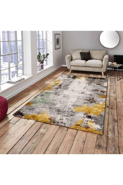 Madame Clean Home Elastischer Teppichbezug aus Seidensamt, gelb, modern