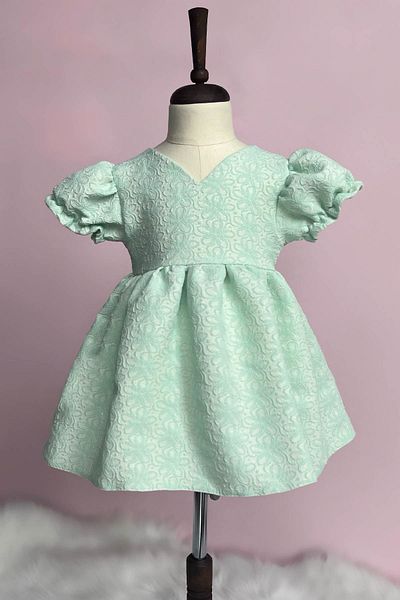 Bertuğ Bebek Water Green Special Design Baby Girl Evening Dress - Birthday Dress