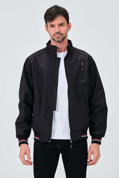 Vibeys Collection Μαύρο πουκάμισο με επένδυση από νερό και αντιανεμικό εποχιακό ανδρικό παλτό