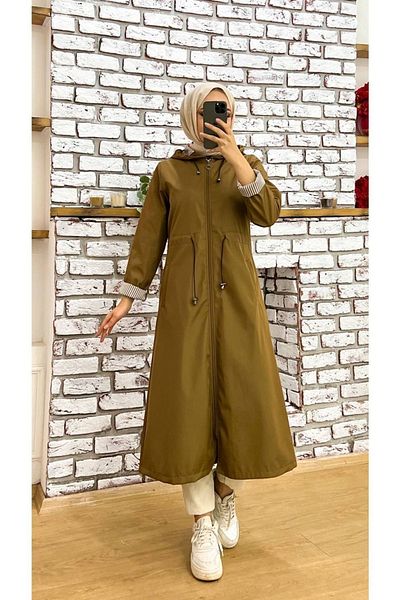 Vibeys Collection Striped Inside and Self Lined Waterproof Women's Trench Coat