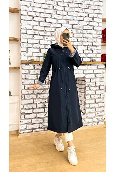 Marjinal City Içi Çizgili Ve Kendinden Astarlı Su Geçirmez Kadın Trençkot