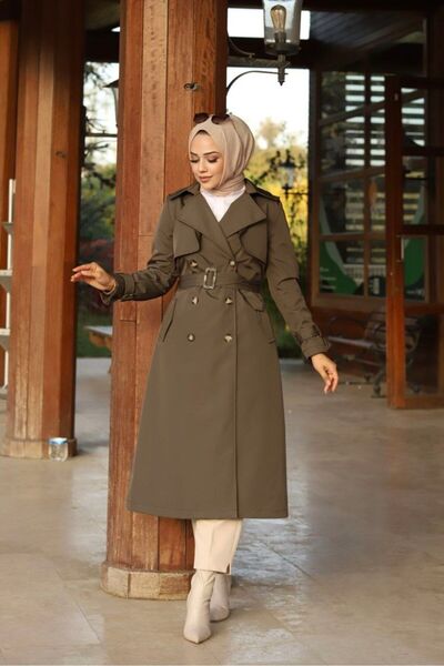 Vibeys Collection Αδιάβροχη γυναικεία καμπαρντίνα με επένδυση στη μέση και ζώνη