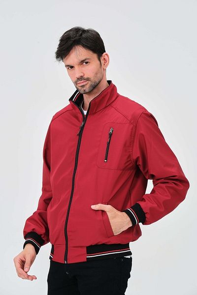 Vibeys Collection Burgundy Shirt Lined Water and Windproof Seasonal Ribbed Men's Coat