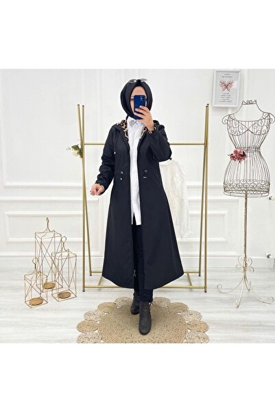 Vibeys Collection Темно-синій жіночий тренч з леопардовим принтом і підкладкою, водонепроникний.