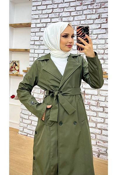 Vibeys Collection Women's Trench Coat with Shirt Collar and Sleeve Epaulettes