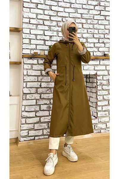 Vibeys Collection Striped Inside and Self Lined Waterproof Women's Trench Coat