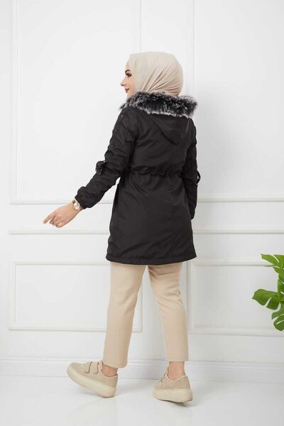 Marjinal City Siyah Içi Kürklü Ve Su Geçirmez Kadın Kışlık Mont & Kaban