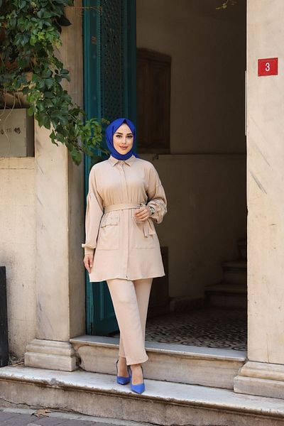 Vibeys Collection Ζωντανό διπλό κοστούμι με μαργαριταρένιες τσέπες