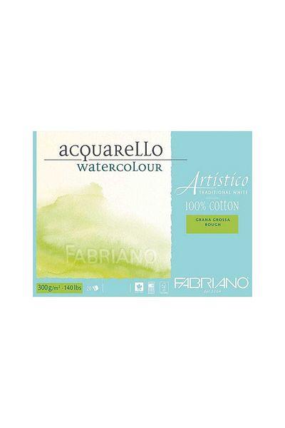 Fabriano Artistico Traditional Watercolor Block - White 300gr 26x36cm 20yp Coarse Green Rough