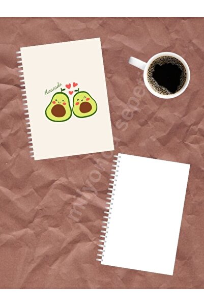 Milyoncu Sepeti دفتر ملاحظات حلزوني غير مبطن - تصميم الأفوكادو - حجم A5 100 صفحة