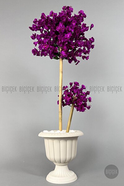 BİÇİÇEK Yapay Ağaç Doğal Bambu Gövdeli Japon Ağacı Mor Bahar Dalı Ağacı 125cm