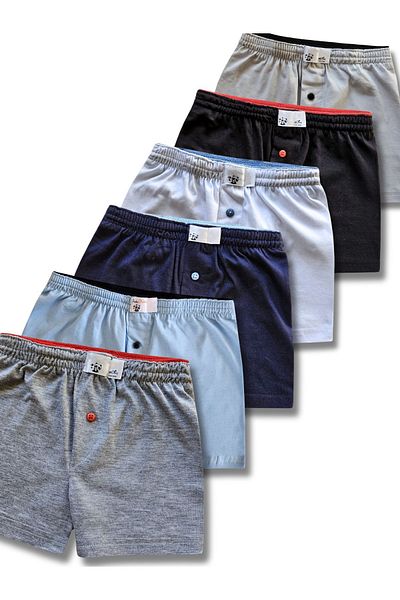 Perakids Set de 6 lenjerie de corp boxer pentru băieți 100% bumbac