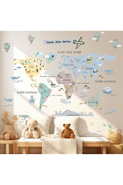 Dos Junior Company Sky İsimli Türkçe Dünya Haritası 150 x 125 cm