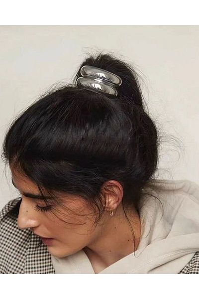 Âlâ Atelier Silver Colored Double Curved Elastic Pinterest Buckle