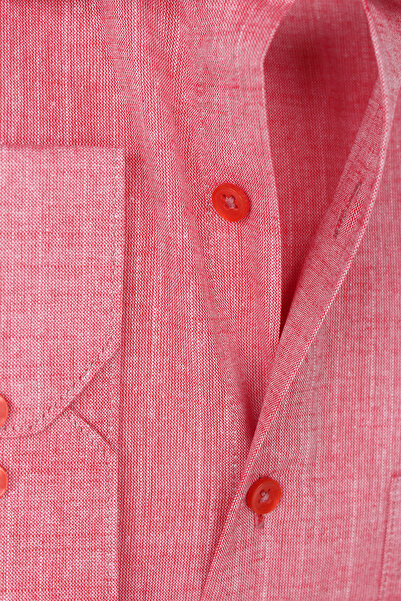 Varetta Men's - Pink Linen Effect Long Sleeve Cotton Shirt