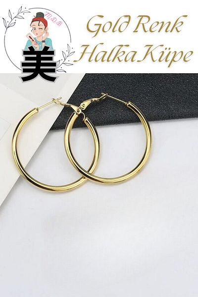 FORSEİ LUCA 1 Pair Steel Colored Hoop Design Earrings - Gold