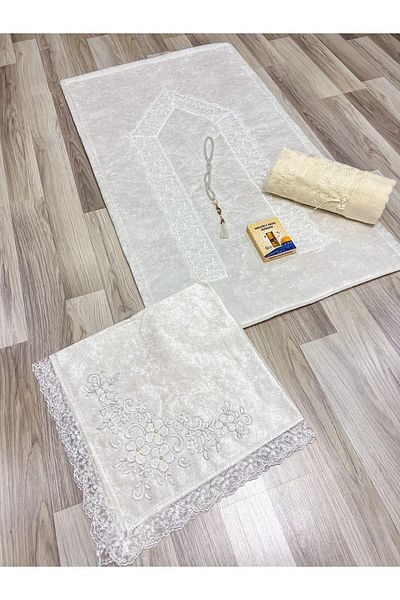 AYHANHOME 5 Piece Velvet Laced Bridal Groom Set - With Dowry Bundle Box