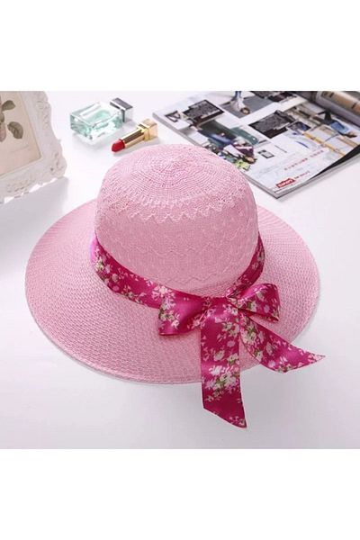 Kardelen Butik Denizli Panama Women's Beach Hat (Mercerized) (Pink)
